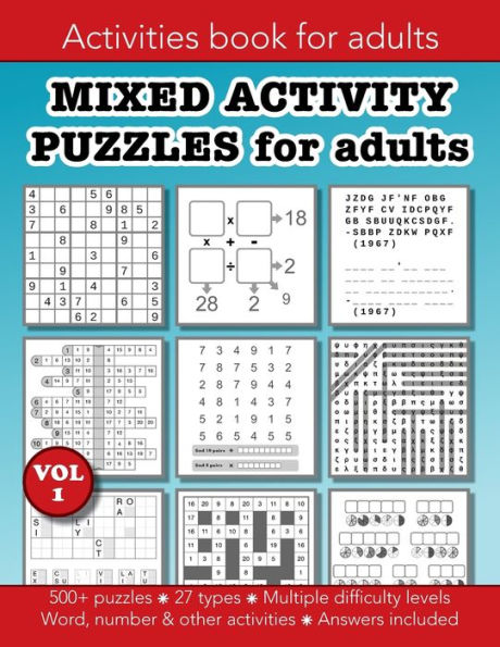 Mixed Activity Puzzles for Adults Volume 1: Education resources by Bounce Learning Kids