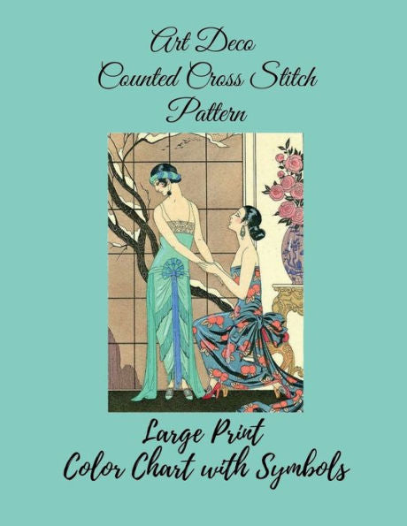 Art Deco Cross Stitch Pattern: Large Print Color Chart with Symbols